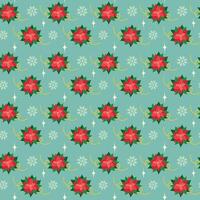 Colorful Poinsettia Snowflakes Decorative Stars Seamless pattern Christmas or New Year greeting idea vector