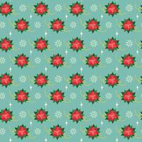 Colorful Poinsettia Snowflakes Decorative Stars Seamless pattern Christmas or New Year greeting idea vector