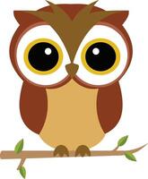 owl sitting on a tree branch vector