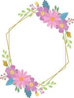 Wedding frame. with colorful flower bouquet, botanical template for card, invitation vector