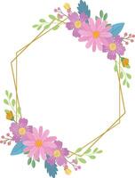 Wedding frame. with colorful flower bouquet, botanical template for card, invitation vector