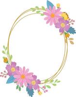 Wedding frame. with colorful flower bouquet, botanical template for card, invitation vector