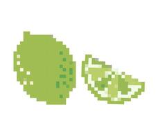 pixel art fruit collection. banana, limondragon fruit, et. vector