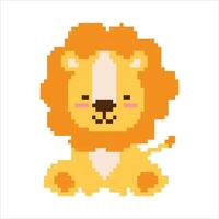 Pixel art animals icons Collection. 8 bit retro style illustration set of tiger, bear, fox, hippo giraffe,zebra,lion, elephant. Best for mobile game design, decoration, stickers. vector