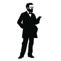 Businessman Silhouette Reading on Mobile vector