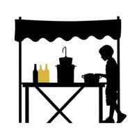 A kid has a lemonade stand silhouettes isolated vector