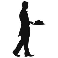 Silhouette of Chef Serving Dish vector