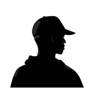 Man with bucket hat silhouette isolated vector