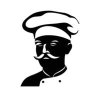 cocinero silueta con Bigote y sombrero vector