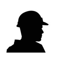 Construction Worker Profile in Silhouette vector