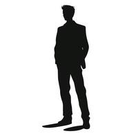 Casual Young Man Standing Silhouette vector