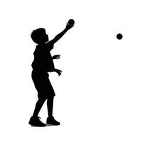 A kid plays catch black silhouettes isolated vector