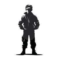 Adventurous Pilot Silhouette in Full Gear vector