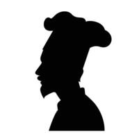 Chef's Profile Silhouette with Traditional Hat vector