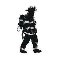 Firefighter in Gear Silhouette Walking vector