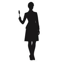 Woman with Spoon Silhouette Walking vector