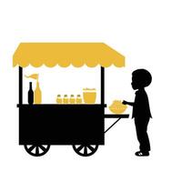 A kid has a lemonade stand silhouettes isolated vector