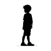 A boy standing black silhouettes isolated on white background vector