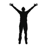 Man Standing with Arms Raised in Silhouette vector