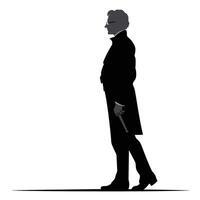 Elderly Gentleman Walking with Cane Silhouette vector