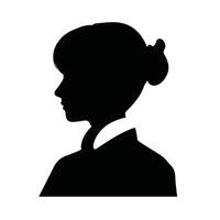 Classic Female Profile Silhouette with Bun Hairstyle vector