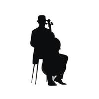 Cellist Playing Cello Silhouette vector