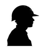 Worker Profile Silhouette with Safety Helmet vector