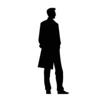 Modern Man in Overcoat Silhouette vector