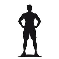 Silhouette of Muscular Man with Hands on Hips vector