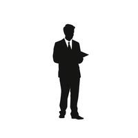 Silhouette of Businessman with Documents vector