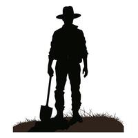 Ranch Worker with Shovel Silhouette vector