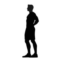 Silhouette of Athletic Man Standing in Profile vector