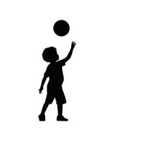 A child plays with a ball black silhouettes isolated on white background vector
