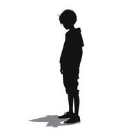 Silhouette of Young Boy Standing Alone vector