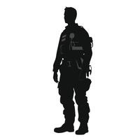 Silhouette of Soldier Ready for Action vector