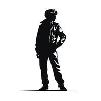 Pilot Silhouette with Sunglasses and Jacket vector