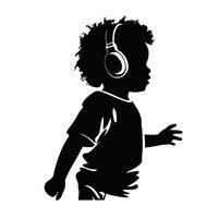Dancing child black silhouettes isolated on white background vector