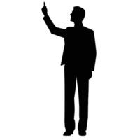 Silhouette of Businessman Pointing Upward vector