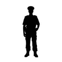 Silhouette of a Young Man in Casual Attire Standing Confidently vector