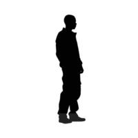 Casual Man Standing Side Profile Silhouette vector