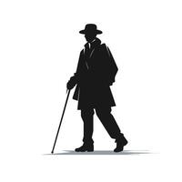 Elderly Man Silhouette with Cane vector