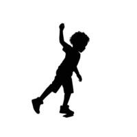 un pequeño chico bailando silueta diseño aislado en blanco antecedentes. chico silueta en blanco antecedentes. vector