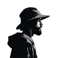 Young man wearing bucket hat silhouette isolated vector