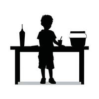 A kid has a lemonade stand black silhouettes isolated vector