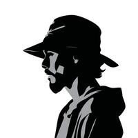 Young man wearing bucket hat silhouette isolated vector