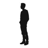 Male person black silhouettes isolated vector