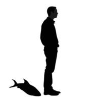 Man with Fish Silhouette vector