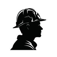 Silhouette of a Firefighter in Profile vector