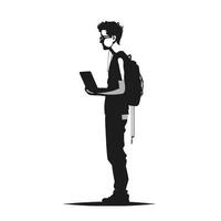 Man with Laptop Silhouette vector