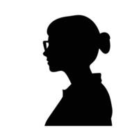 joven mujer con lentes perfil silueta vector